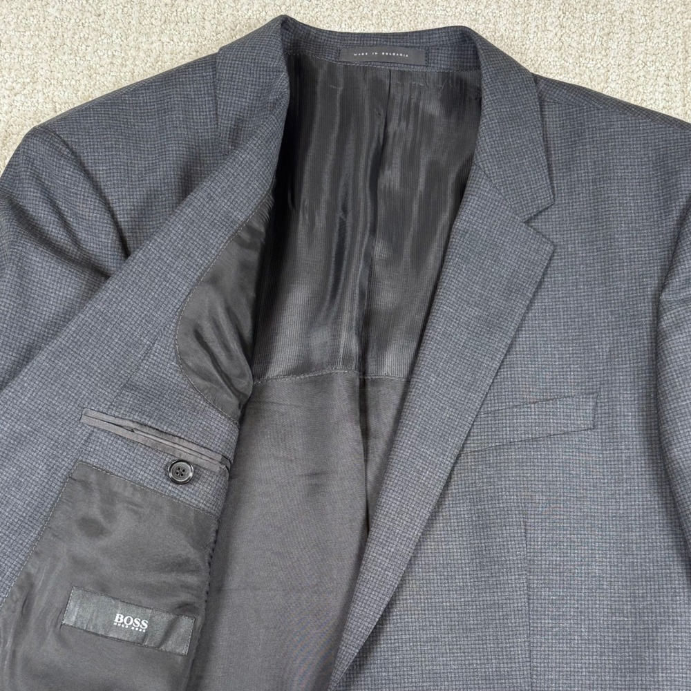Hugo Boss Mens 42R (36x32) Charcoal Grey Reda Super 110 Wool Italy Suit